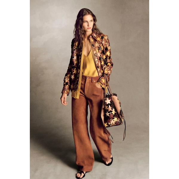 Gabriela Hearst Aluma Patchwork Stars Shirt in Mutli Nappa Leather, view 2