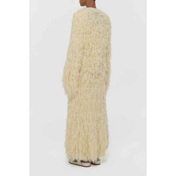 Gabriela Hearst Amina Fringe Knit Jacket in Off White Silk Cashmere, view 4