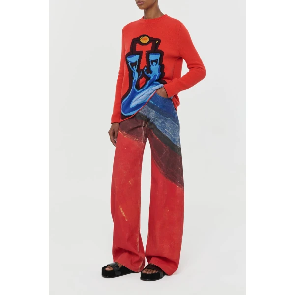 Gabriela Hearst Amoret Barrel-leg Jean in Air Multi Recycled Cotton Denim, view 5