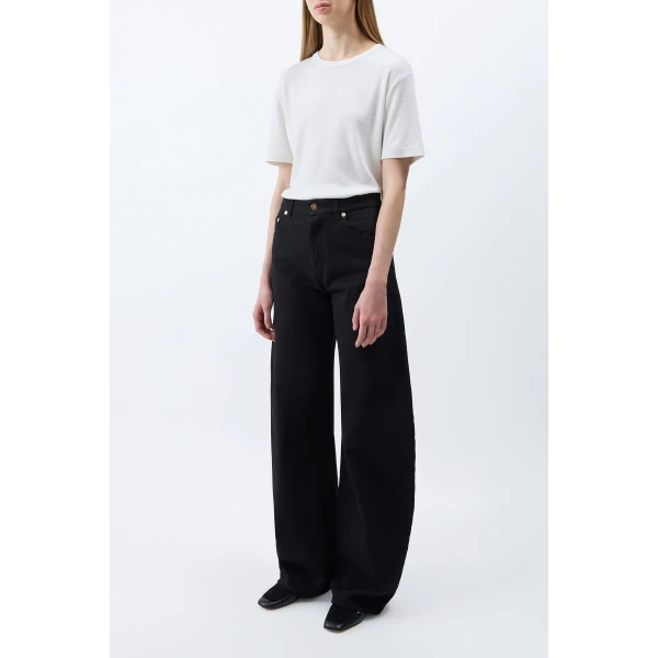 Gabriela Hearst Amoret Barrel-leg Jean in Black Recycled Cotton Denim, view 4