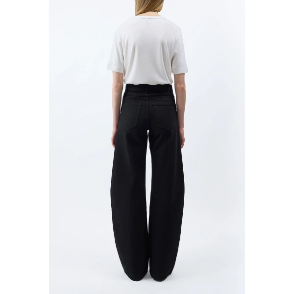 Gabriela Hearst Amoret Barrel-leg Jean in Black Recycled Cotton Denim, view 5