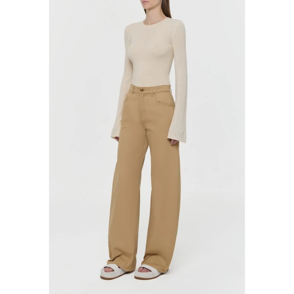Gabriela Hearst Amoret Barrel-leg Jean in Camel Sea Island Cotton Twill, view 4