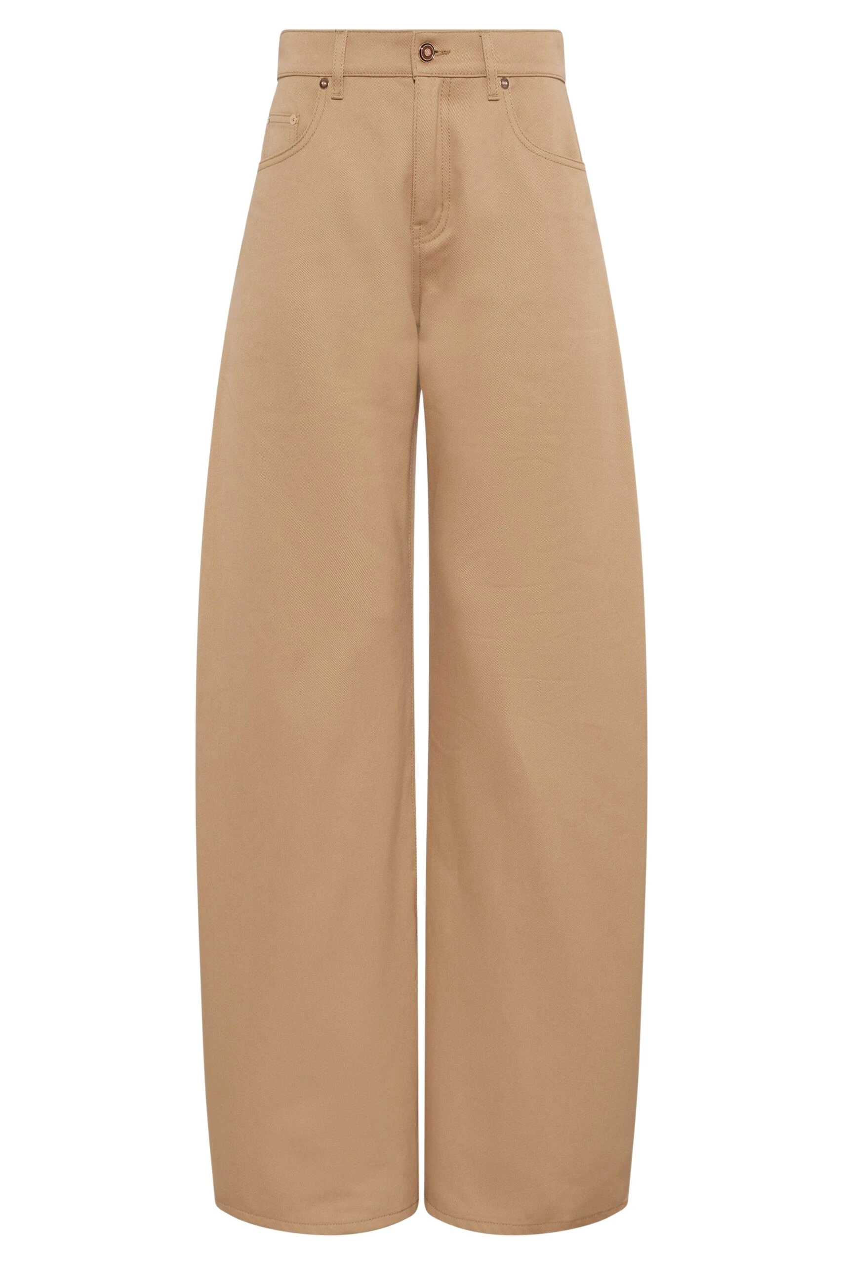 Amoret Barrel-leg Jean in Camel Sea Island Cotton Twill