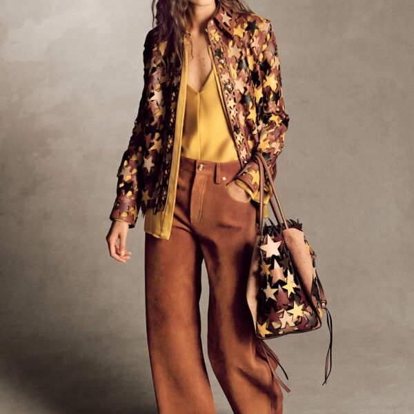 Gabriela Hearst Amoret Barrel-leg Jean in Cognac Suede, view 2