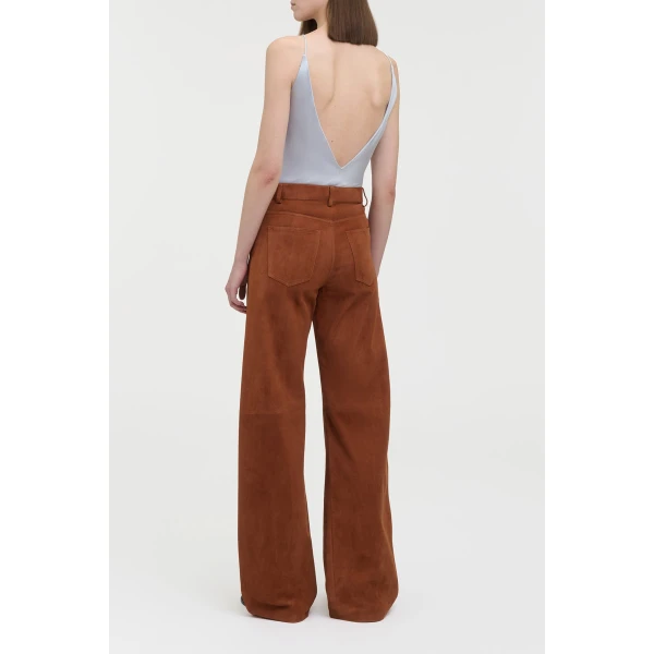 Gabriela Hearst Amoret Barrel-leg Jean in Cognac Suede, view 5