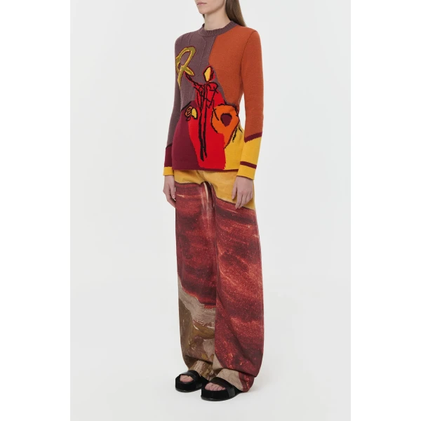 Gabriela Hearst Amoret Barrel-leg Jean in Fire Multi Recycled Cotton Denim, view 3