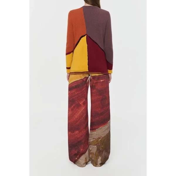 Gabriela Hearst Amoret Barrel-leg Jean in Fire Multi Recycled Cotton Denim, view 4