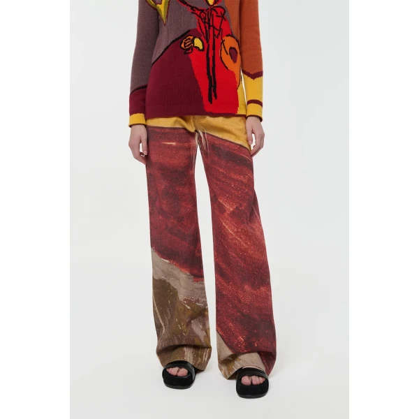 Gabriela Hearst Amoret Barrel-leg Jean in Fire Multi Recycled Cotton Denim, view 5