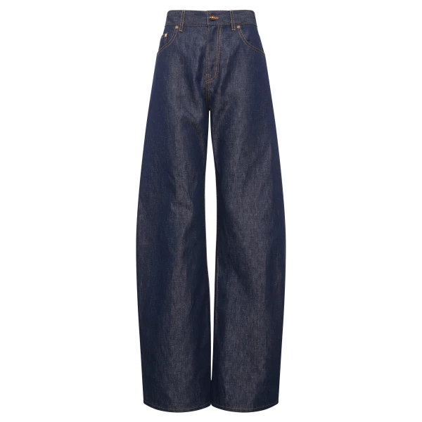 Gabriela Hearst Amoret Barrel-leg Jean in Indigo Blue Recycled Cotton Linen Denim, view 6