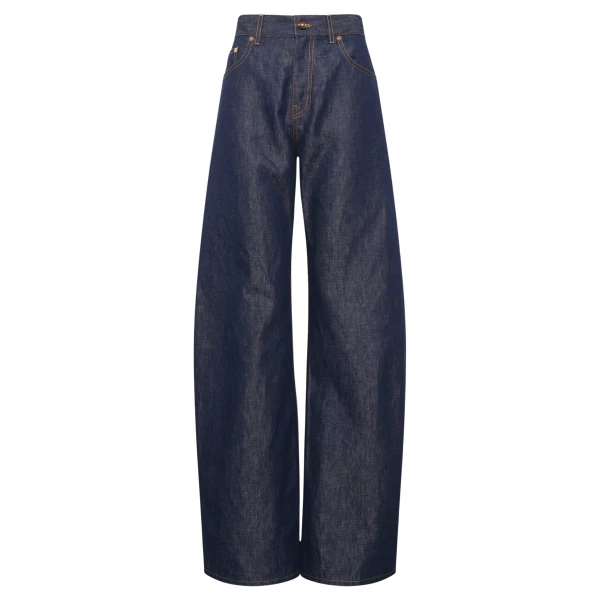 Gabriela Hearst Amoret Barrel-leg Jean in Indigo Blue Recycled Cotton Linen Denim