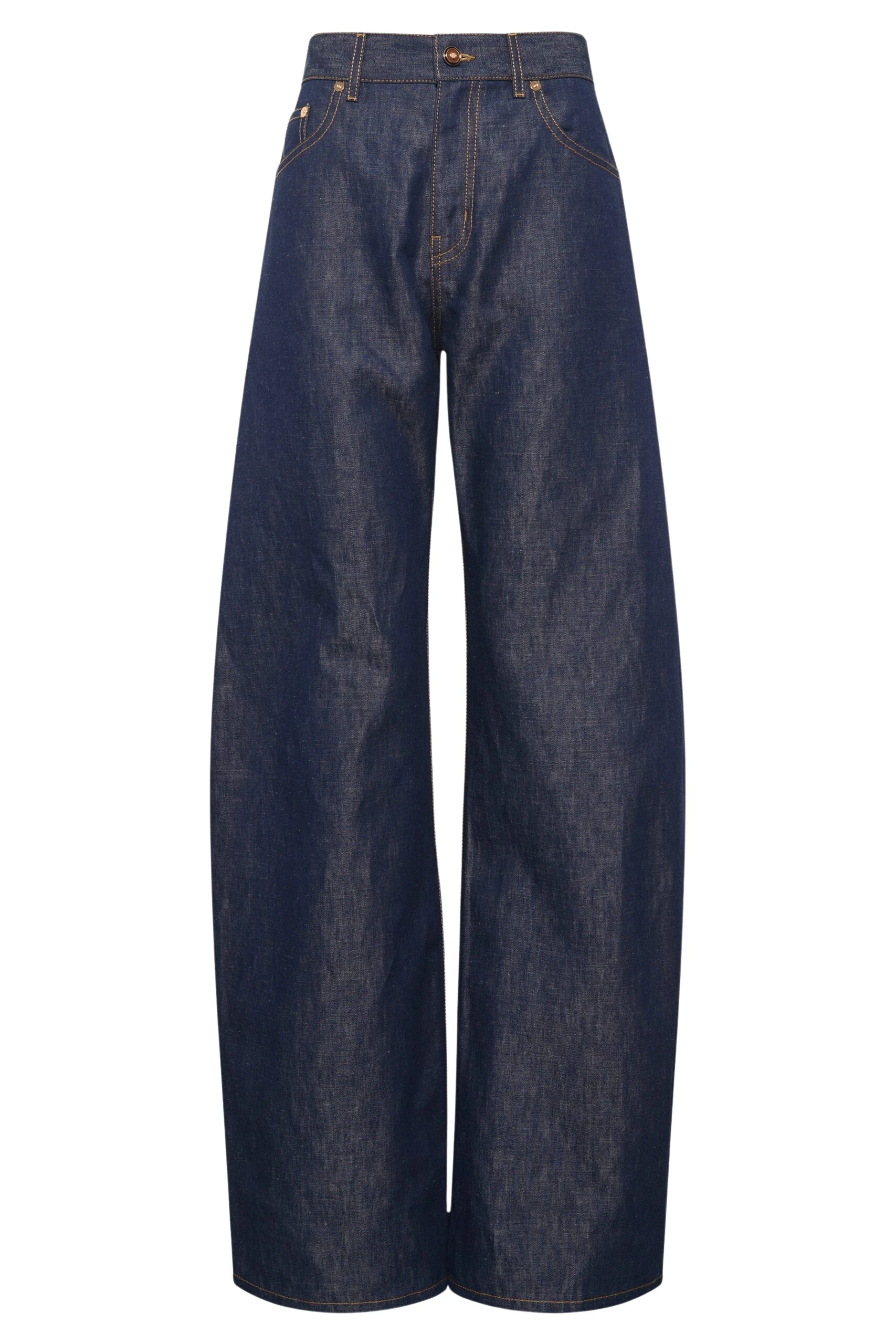 Gabriela Hearst Amoret Barrel-leg Jean in Indigo Blue Recycled Cotton Linen Denim
