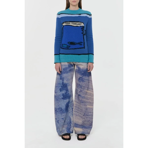 Gabriela Hearst Amoret Barrel-leg Jean in Water Multi Recycled Cotton Denim, view 3