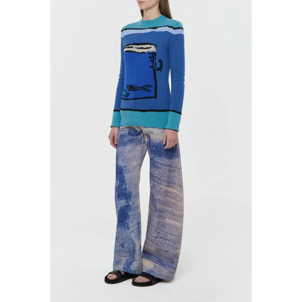 Gabriela Hearst Amoret Barrel-leg Jean in Water Multi Recycled Cotton Denim, view 4