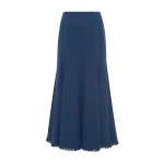 Gabriela Hearst Amy Midi Skirt in Electric Navy Speckled Cashmere
