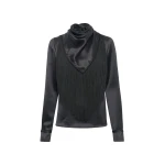 Gabriela Hearst Anderson Fringe Scarf Top in Black Silk Satin