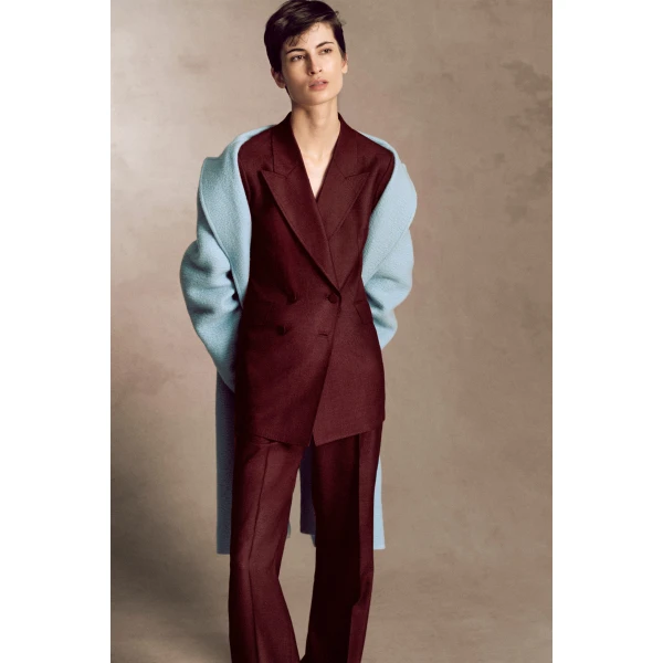Gabriela Hearst Angela Blazer in Bordeaux Wool Silk, view 2