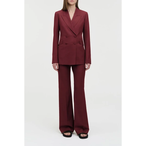 Gabriela Hearst Angela Blazer in Bordeaux Wool Silk, view 3