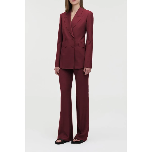 Gabriela Hearst Angela Blazer in Bordeaux Wool Silk, view 4