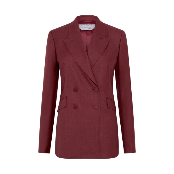 Gabriela Hearst Angela Blazer in Bordeaux Wool Silk, view 6