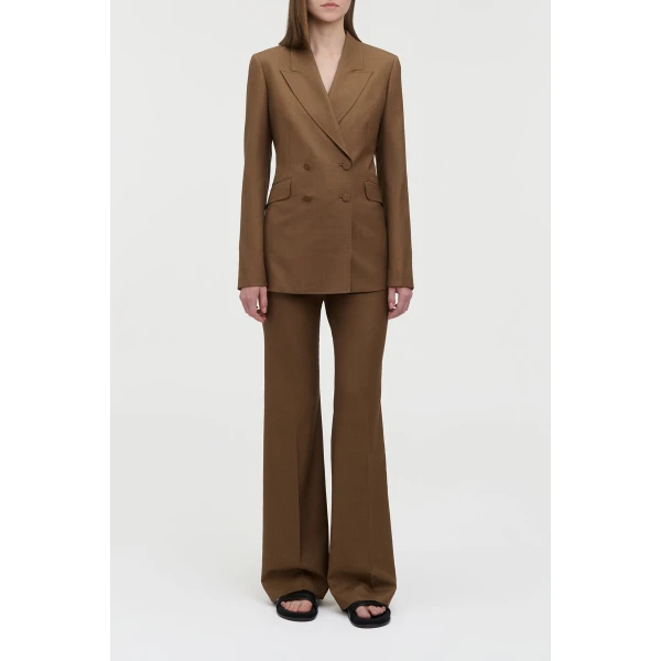 Gabriela Hearst Angela Blazer in Chestnut Wool Silk, view 3