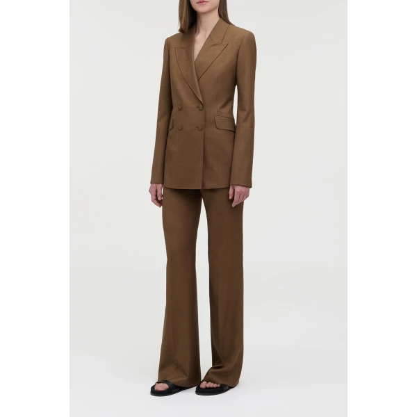 Gabriela Hearst Angela Blazer in Chestnut Wool Silk, view 4