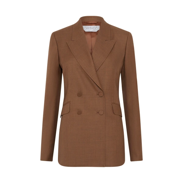 Gabriela Hearst Angela Blazer in Chestnut Wool Silk, view 6