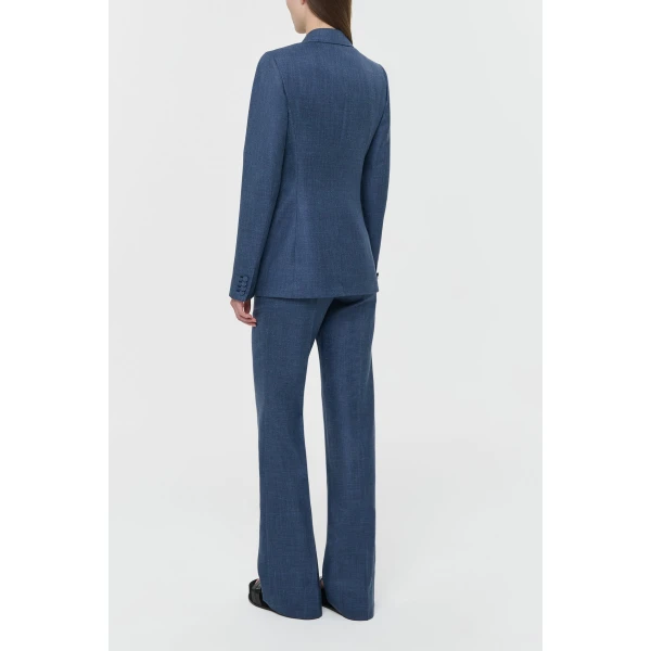 Gabriela Hearst Angela Blazer in Denim Virgin Wool Silk with Linen, view 4
