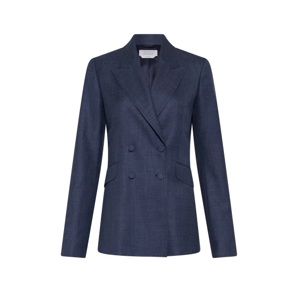 Gabriela Hearst Angela Blazer in Denim Virgin Wool Silk with Linen, view 6