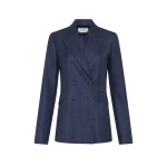 Gabriela Hearst Angela Blazer in Denim Virgin Wool Silk with Linen