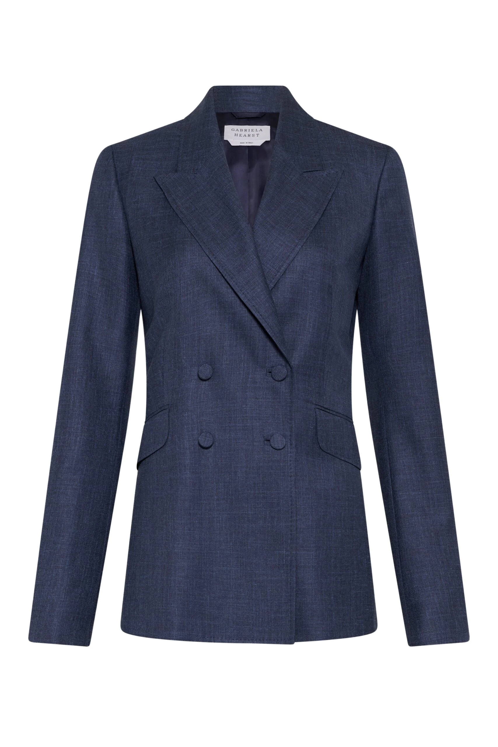 Gabriela Hearst Angela Blazer in Denim Virgin Wool Silk with Linen
