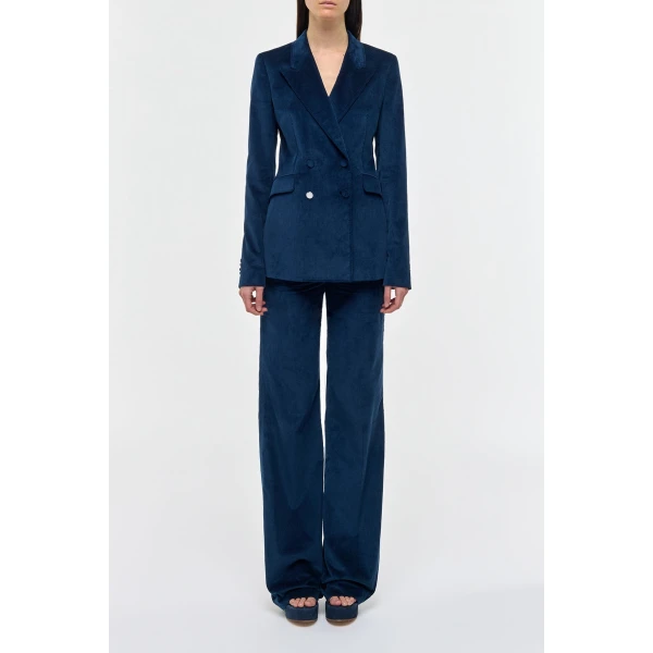 Gabriela Hearst Angela Blazer in Electric Navy Sea Island Cotton Corduroy, view 2