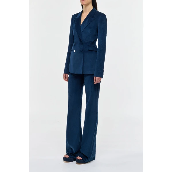 Gabriela Hearst Angela Blazer in Electric Navy Sea Island Cotton Corduroy, view 3