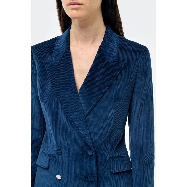 Gabriela Hearst Angela Blazer in Electric Navy Sea Island Cotton Corduroy, view 5