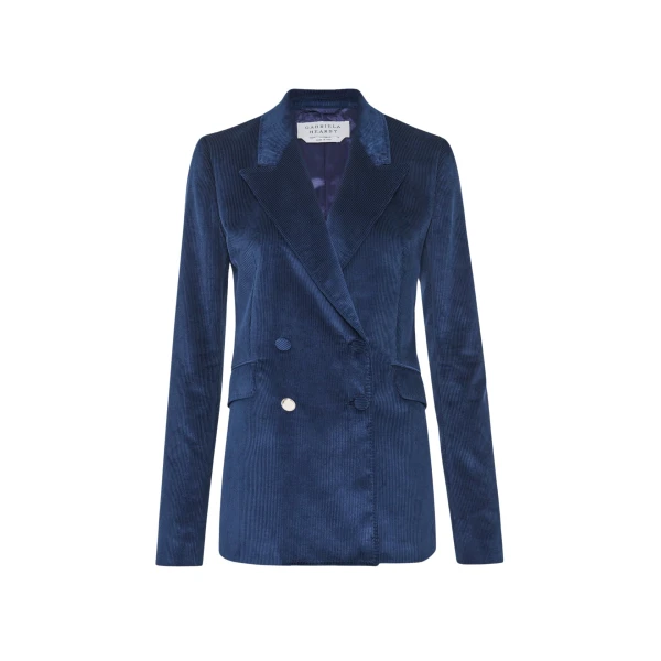 Gabriela Hearst Angela Blazer in Electric Navy Sea Island Cotton Corduroy