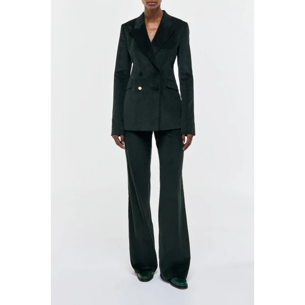 Gabriela Hearst Angela Blazer in English Green Sea Island Cotton Corduroy, view 3