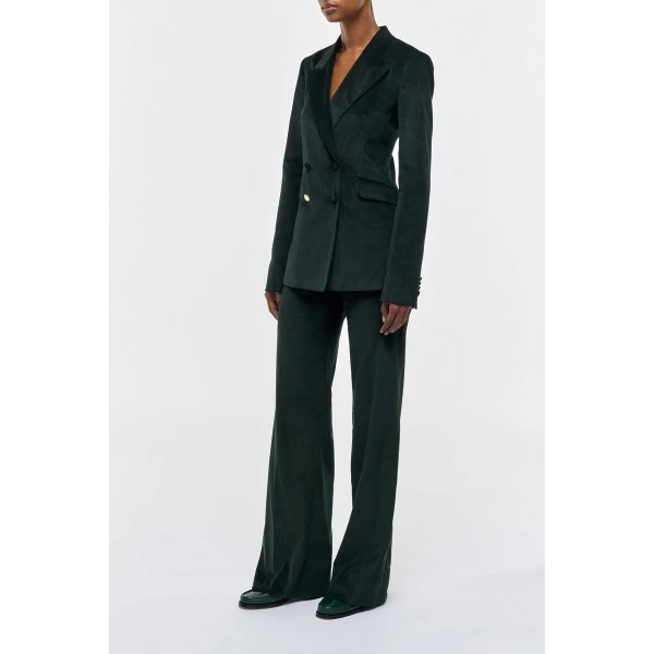 Gabriela Hearst Angela Blazer in English Green Sea Island Cotton Corduroy, view 4