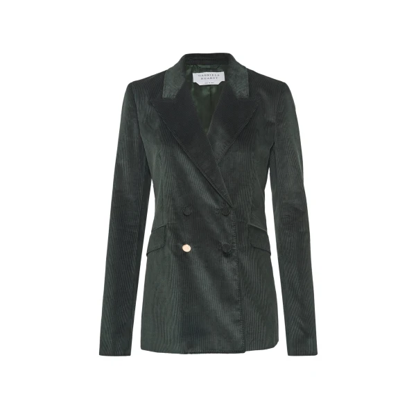 Gabriela Hearst Angela Blazer in English Green Sea Island Cotton Corduroy, view 6
