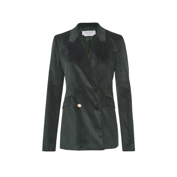 Gabriela Hearst Angela Blazer in English Green Sea Island Cotton Corduroy