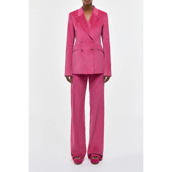 Gabriela Hearst Angela Blazer in Fuchsia Sea Island Cotton Corduroy, view 2