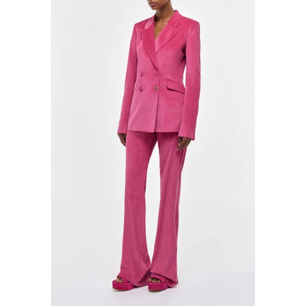 Gabriela Hearst Angela Blazer in Fuchsia Sea Island Cotton Corduroy, view 3