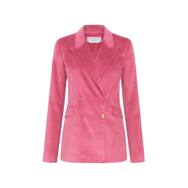 Gabriela Hearst Angela Blazer in Fuchsia Sea Island Cotton Corduroy