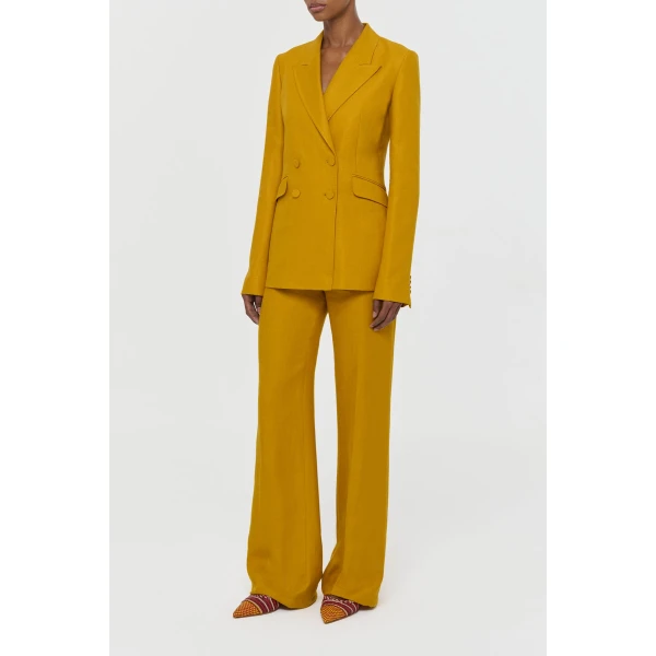 Gabriela Hearst Angela Blazer in Golden Birch Linen Twill, view 3