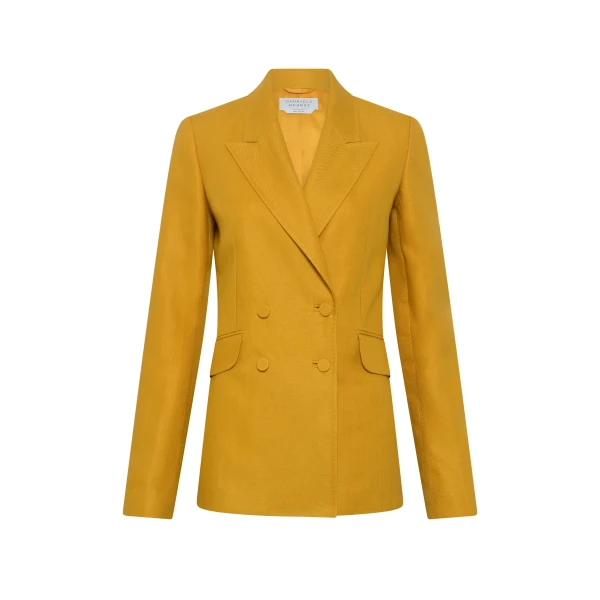 Gabriela Hearst Angela Blazer in Golden Birch Linen Twill, view 6