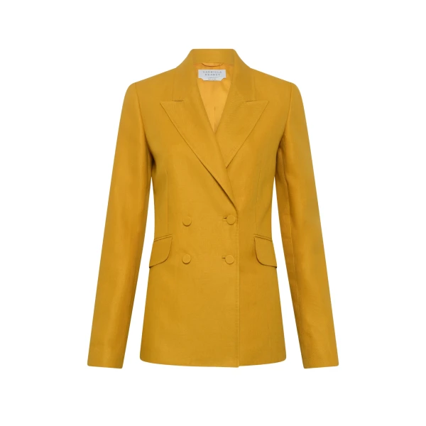 Gabriela Hearst Angela Blazer in Golden Birch Linen Twill