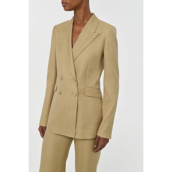 Gabriela Hearst Angela Blazer in Hay Virgin Wool Silk with Linen, view 5
