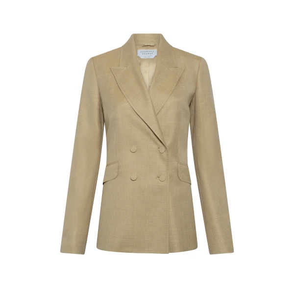 Gabriela Hearst Angela Blazer in Hay Virgin Wool Silk with Linen, view 6