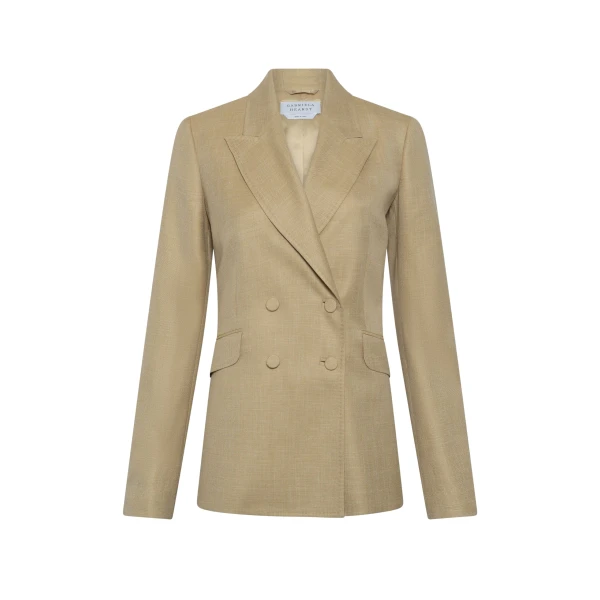 Gabriela Hearst Angela Blazer in Hay Virgin Wool Silk with Linen