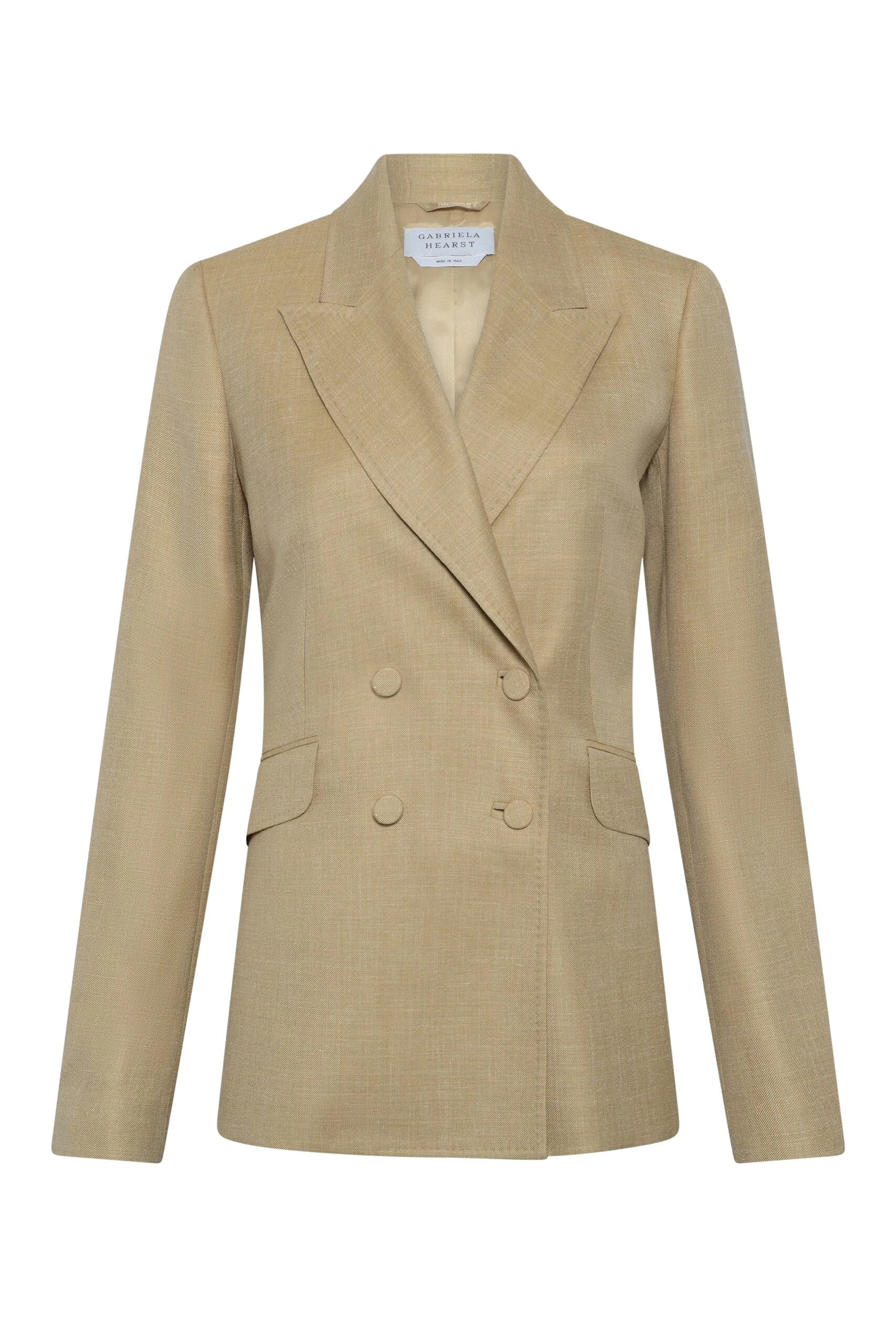 Gabriela Hearst Angela Blazer in Hay Virgin Wool Silk with Linen
