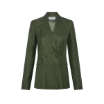 Gabriela Hearst Angela Blazer in Olive Virgin Wool Silk with Linen