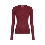 Gabriela Hearst Anges Knit Henley in Bordeaux Cashmere Silk with Hemp